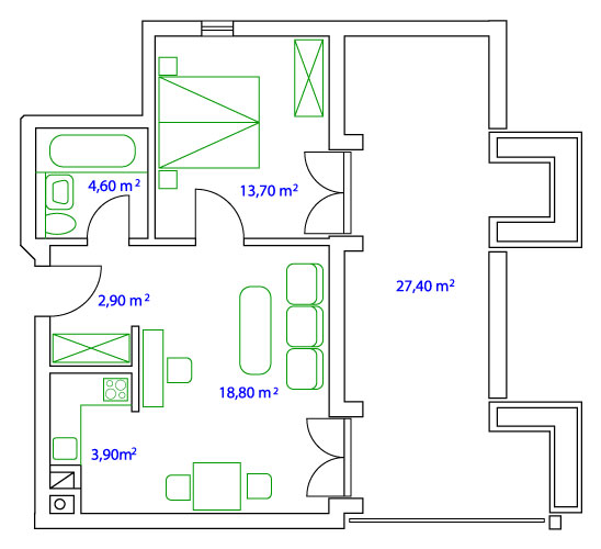 PLAN SUITE - 45 qm