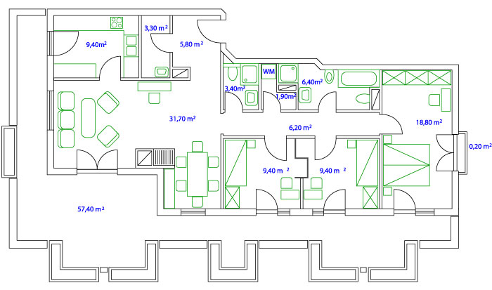 PLAN DACHTERRASSENWOHNUNG  - 115+55 qm