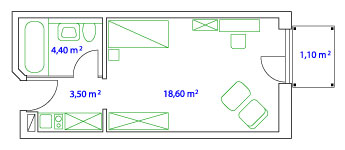 PLAN EINZELAPARTMENT - 27 qm