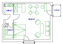 PLAN DOPPELAPARTMENT - 45 qm