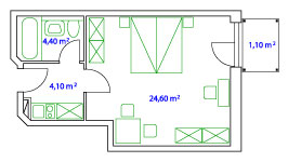 PLAN DOPPELAPARTMENT - 36 qm